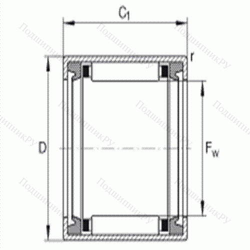 Подшипник роликовый игольчатый с одним наружным штампованным кольцом HK 2524-2RS